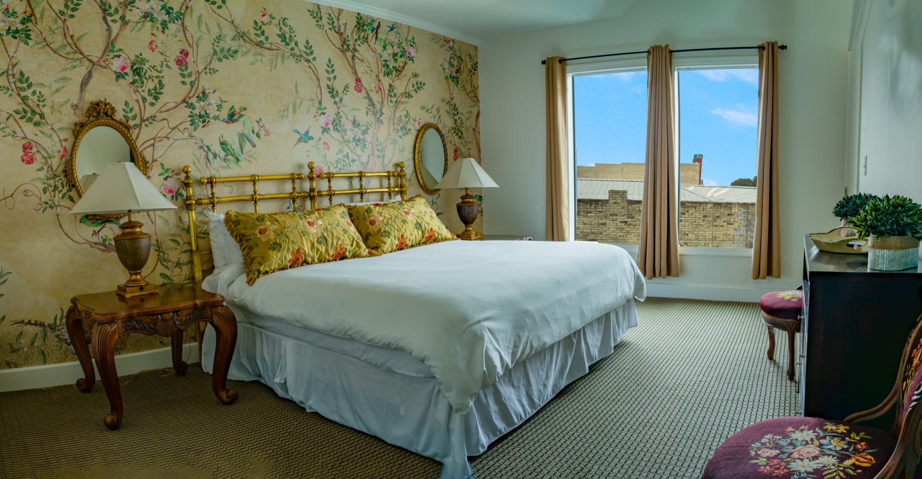 Historic hotel room and boutique lodging details in Gonzales, Texas.